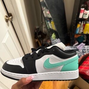 Black and White Sneakers with Mint Accents